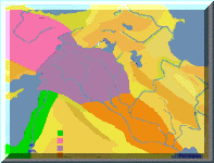 Carte des influances en Mésopotamie vers 1500 Av.J.C